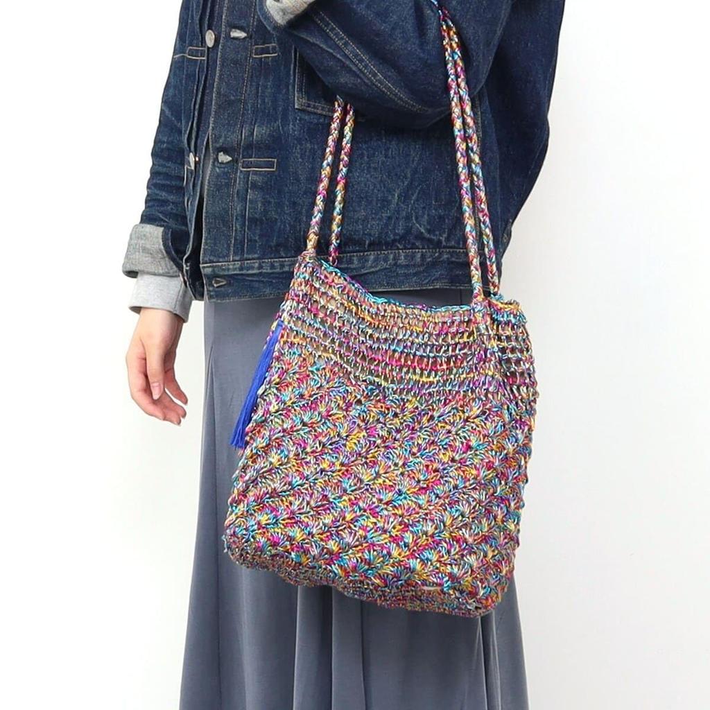 Cuco Metallic Knit Long Handle Tote Bag 2413112010 Black (019)