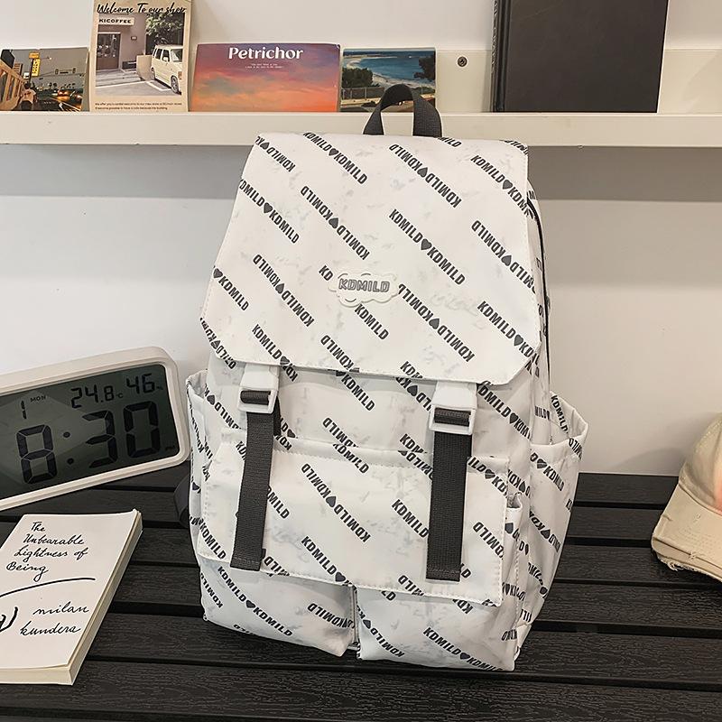 School bag high value letter back couple solid color casual simple light outdoor large capacity