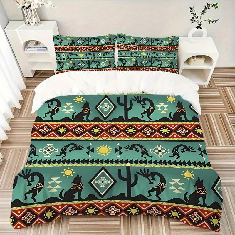 3pcs Navajo Pattern Soft Comfortable Bedding Set, For Bedroom, Guest Room And Dorm, All - Season Use, High-Definition Printing148