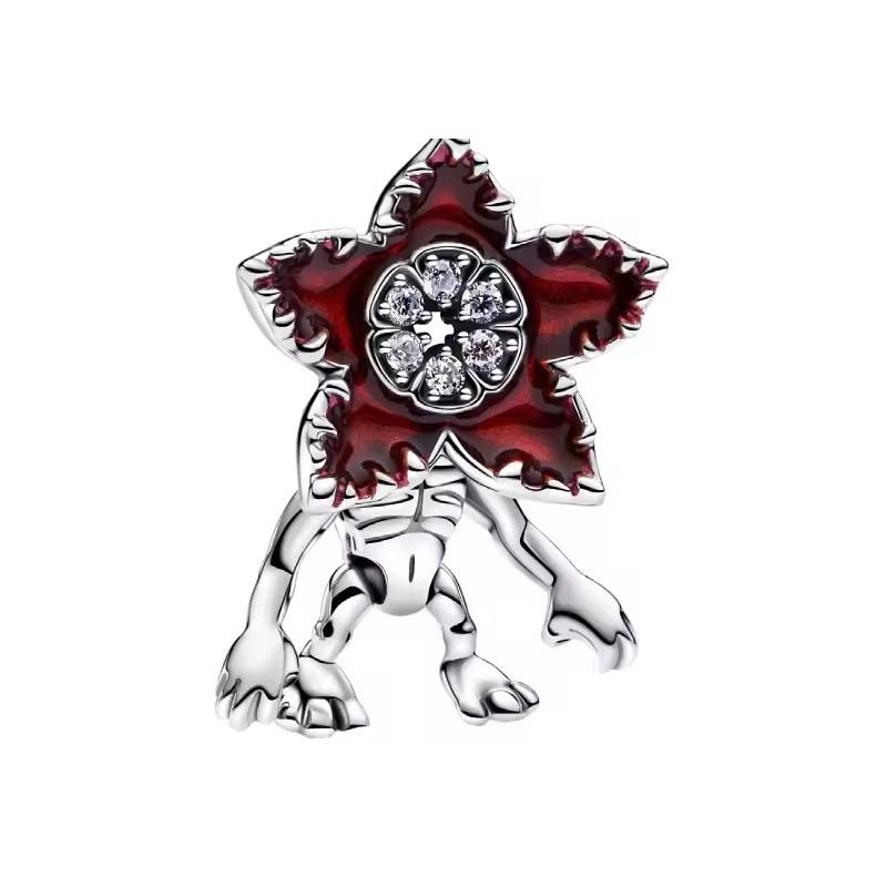 

!! Red Monster Flower Charm Fit 925 Silver Bracelet Beaded Diyfor Women s High-end Boutique Jewelry Gift