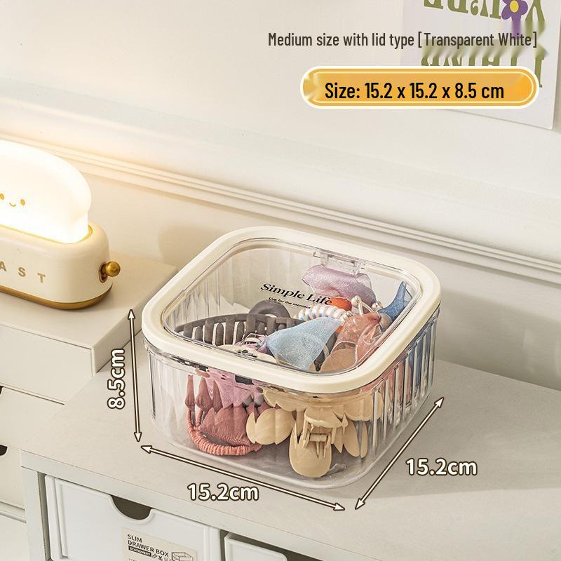 

Large Capacity Transparent Hair Accessories Storage Box with Lid