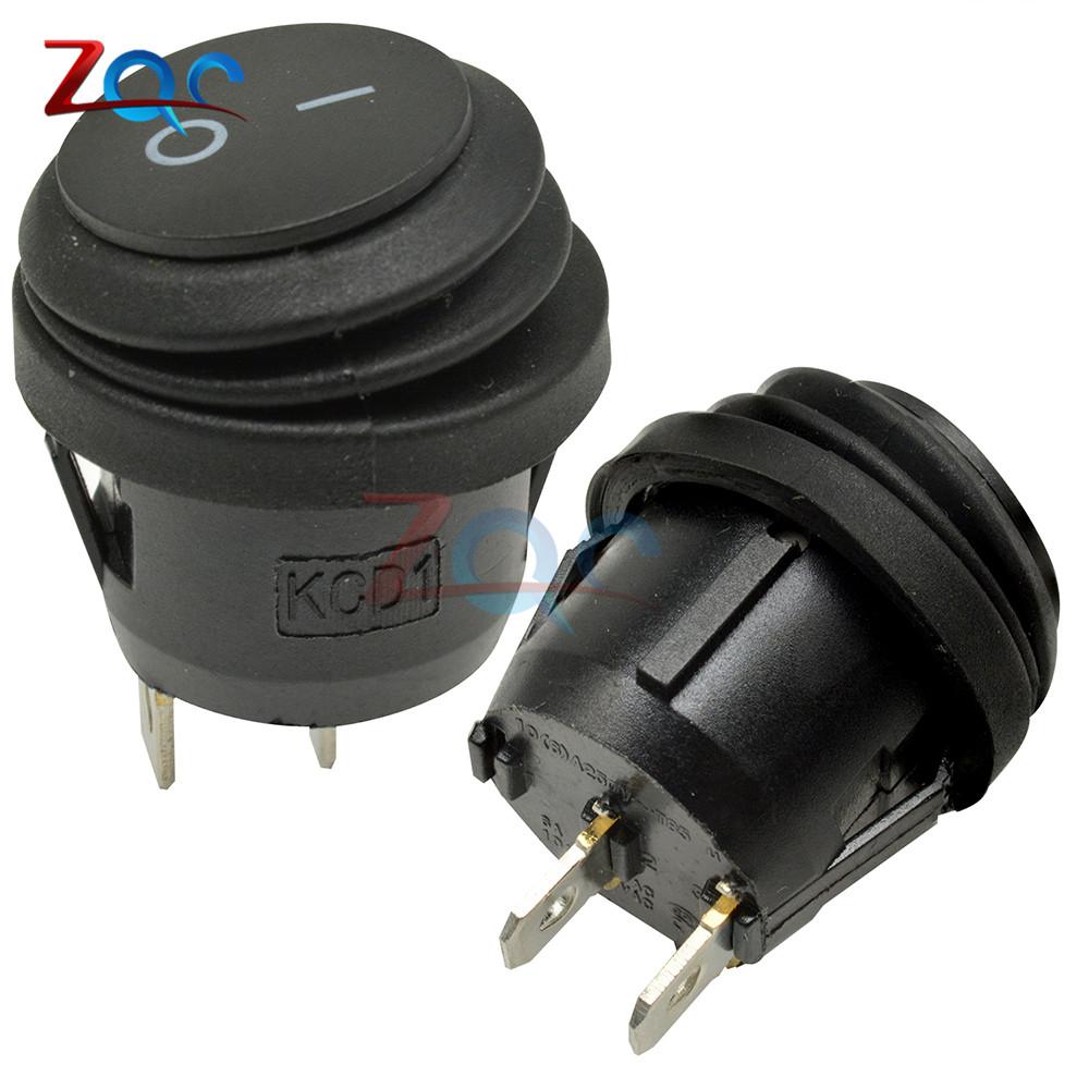 

5pcs 20mm On-OFF 6A/250V 3 Pin Sealed Waterproof Car Auto Boat Marine Round Toggle SPST Rocker Switch Push Button with LED KCD1