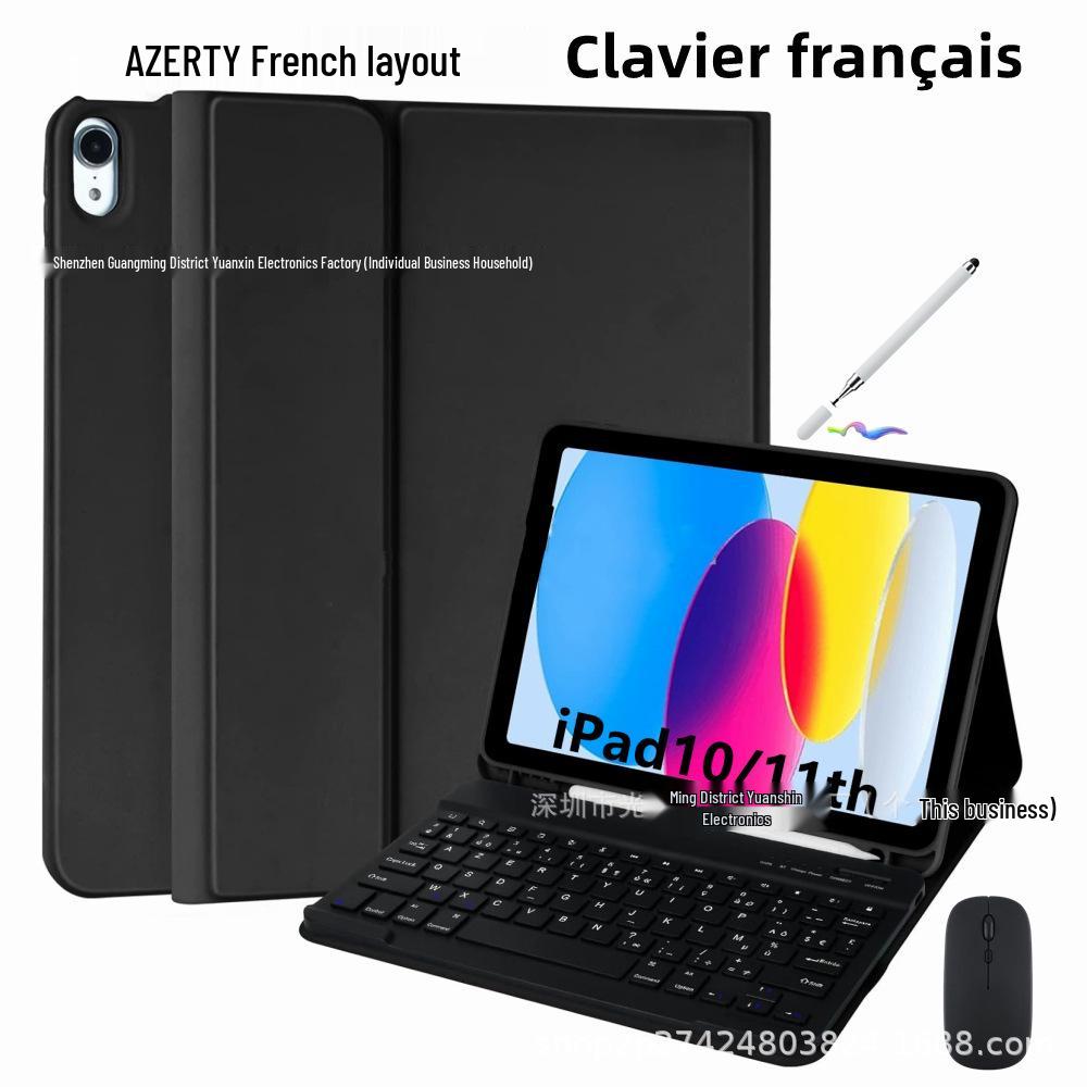 iPad 11th Gen Protective Case with Azerty French Bluetooth Keyboard and Magnetic Suction Soft Shell.