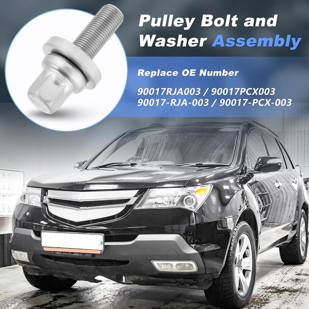 90017-RJA-003 Engine Crankshaft Pulley Bolt for Honda Accord Civic Pilot Pulley Bolt and Washer for Acura Legend Vigor ZDX TSX RDX TLX RLX MDX RL TL
