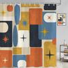 Mid Century Modern Shower Curtain, Abstract Geometric Aesthetic Art Decor, Retro Minimalist Waterproof Washable