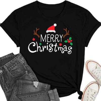 T-shirts de Noël pour Femmes T-shirt de Noël Infirmière Hauts Lumières de Noël T-shirt de Vacances Infirmière de Noël