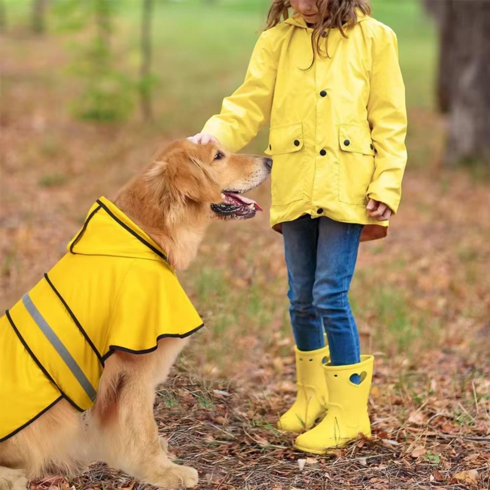 Waterproof Dog Rain Jacket With Strip Reflective Dog Coats Practical Dog Raincoat Outdoors