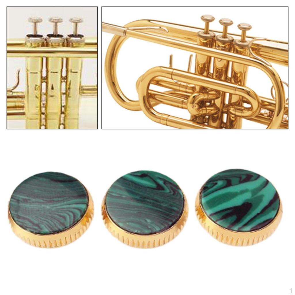 3 Pieces of Trumpet Valve, Easy-to-install Copper Buttons, Key Cover for Concert And Stage.