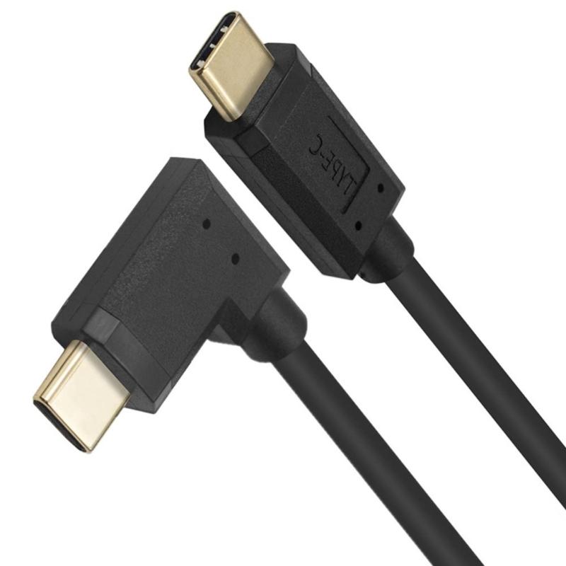 90 Degree Angle Type C Male to Male Cable 10Gbps Data Transmission Right Angle USB Charging Wire for Mobile Phone