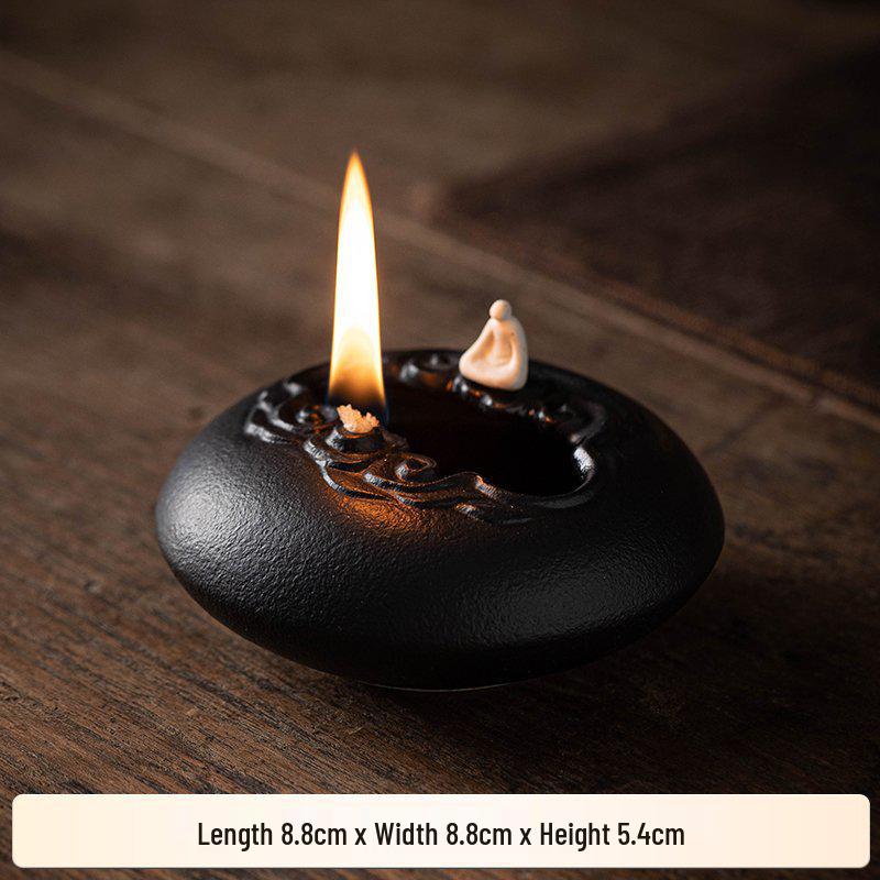 Zen Monk Ceramic Butter Lamp - Creative Indoor Tea Table Ornament