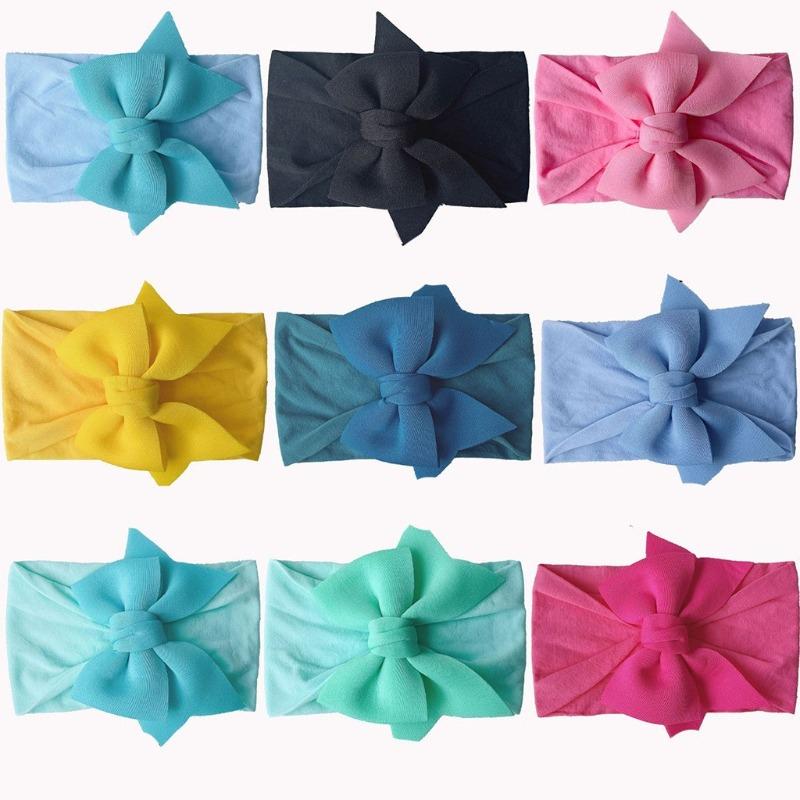 New candy-colored princess hair accessories, baby soft and comfortable nylon bow headscarf, baby headband.