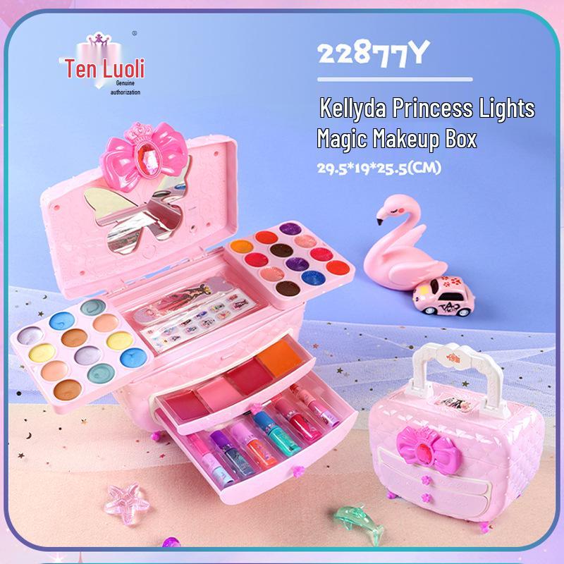 Ye Luoli Washable Girl's Makeup Set: Dress-Up Toy with Eyeshadow & Lipstick