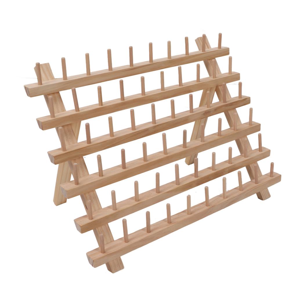 60 Spools Wooden Thread Rack DIY Easy Storage Safe Eco Friendly Beechwood Folding Thread Holder Thread Organizer for Quilting