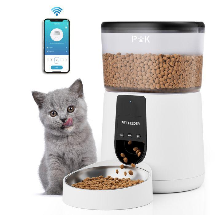 4L WIFI Automatic Food Dispenser Dry Food Dispenser for Cats and Dogs White