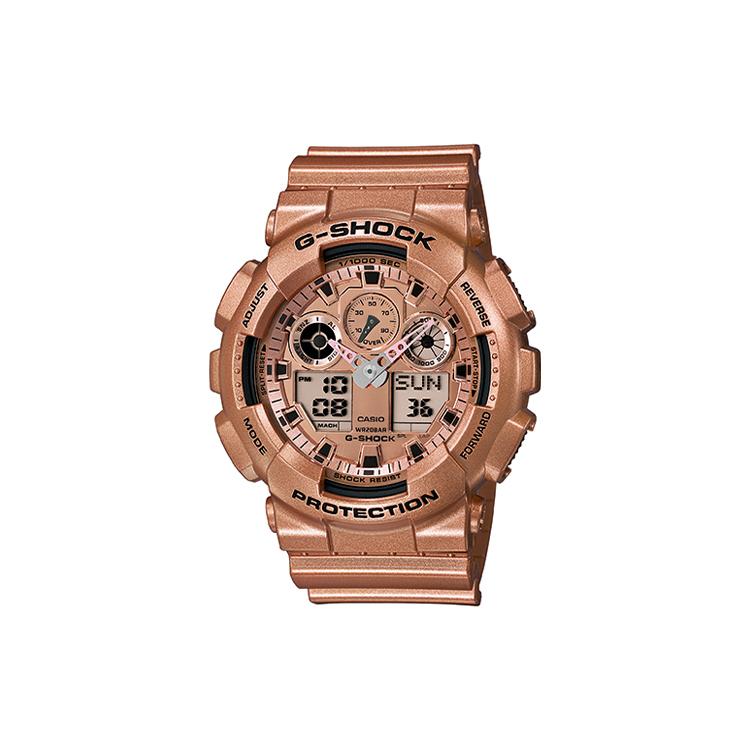 CASIO Men Liquid Crystal/Analog Dual Display Series Gold Watch GA-100GD-9APR GA-100GD-9APR Rose Gold Watch Dial