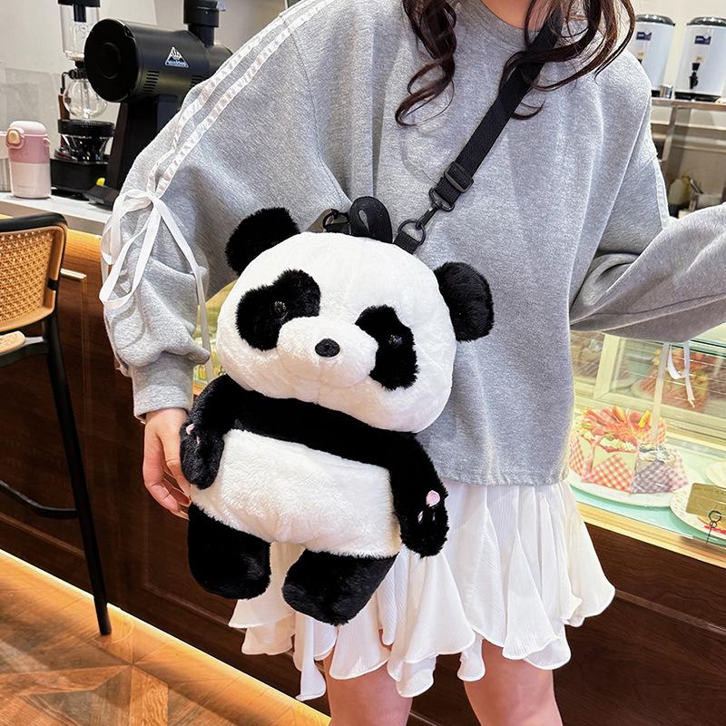 Super cute giant panda plush cartoon doll cute backpack sweet soft cute girl doll backpack