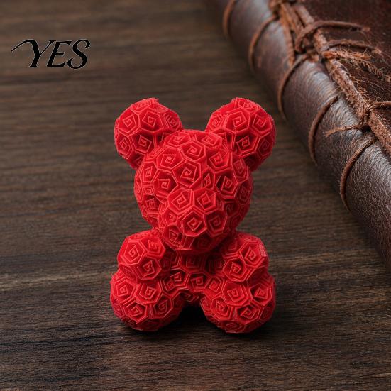 Integrated Molding Ornament Romantic Rose Ornament, Bear Decorative Sculpture for Healing Design Valentine Day Anniversaries Birthdays Multi-Scene Use
