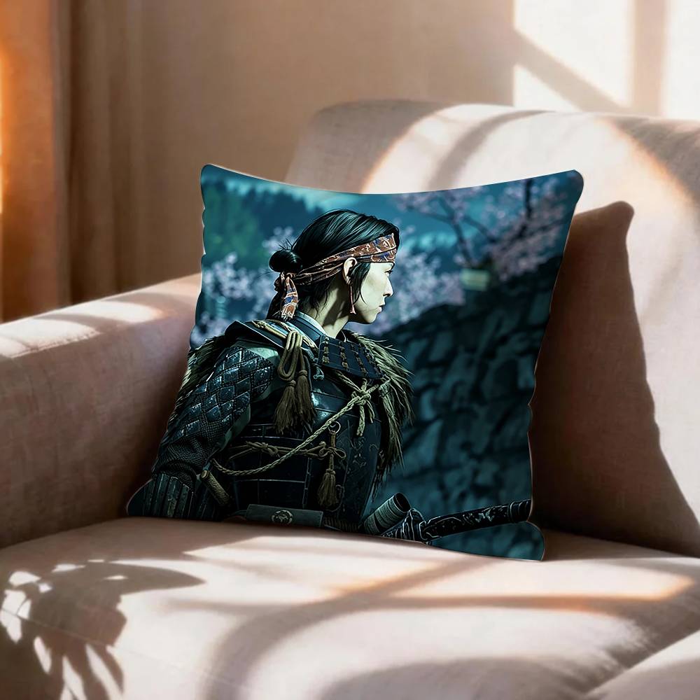 Game Character AAtsu Ghost Of Yotei Pillow Case Pattern Printed Pillowcase For Living Room Sofa Cushion Cover