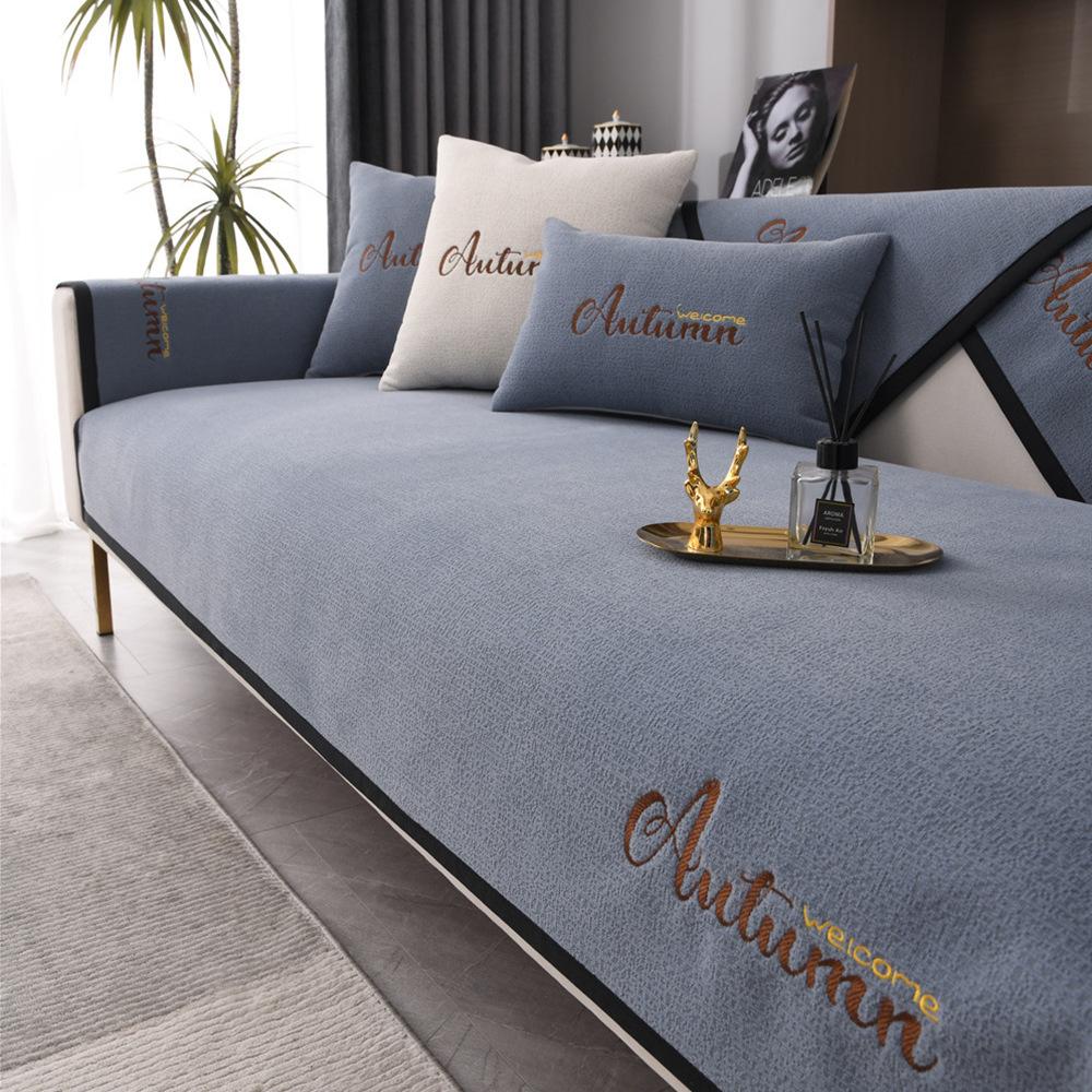 

Чехол для диванной подушки с черным краем, чехол для сиденья дивана в гостиную, чехол для подушки с вышитыми буквами из синели 70x70cm 1pcs