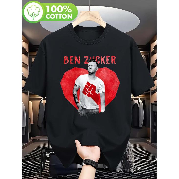 Ben Zucker Herren Grafik-T-Shirt - Rotes Herz-Grafik mit kräftigem Text, Lässiges Kurzarm-Rundhals-T-Shirt, Normale Passform, Bequeme Freizeitwahl 5XL schwarz