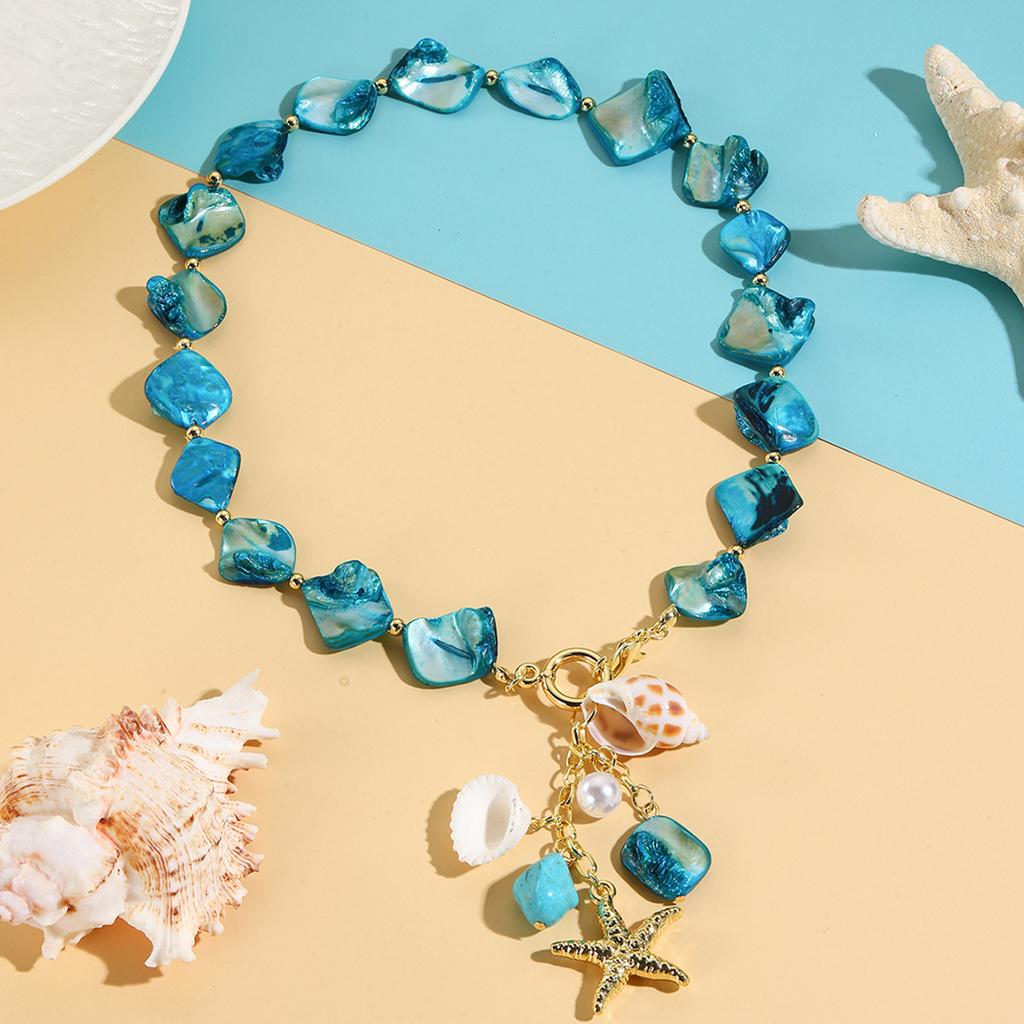 Beaded Temperament Light Luxury Three-Dimensional Irregular Necklace Imitation Conch Sea Fish Starfish Beads