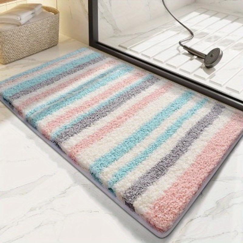 

Soft Faux Cashmere Bath Rug Anti-Slip Absorbent Door Mat Durable Easy-Clean Home Floor Carpet for Bathroom Entrance Indoor Use 400MMx600MM розовый