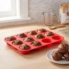 12-Cavity Round Silicone for Baking - Nonstick Flexible Muffin Pan