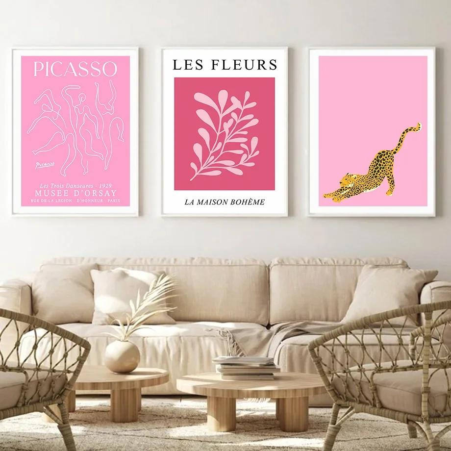 Skandinavischer Minimalistischer Wandkunst Rosa Matisse Bauhaus Blumenmarkt HD Leinwand Poster Druck Heim Schlafzimmer Wohnzimmer Dekoration