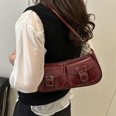 Chic Double Pocket Decor Handbag Shoulder Bag, Suitable for Parties, Outing, Vacations, Shopping, Daily Use, Elegant Ladies Bag