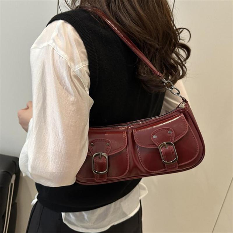 Chic Double Pocket Decor Handbag Shoulder Bag, Suitable for Parties, Outing, Vacations, Shopping, Daily Use, Elegant Ladies Bag