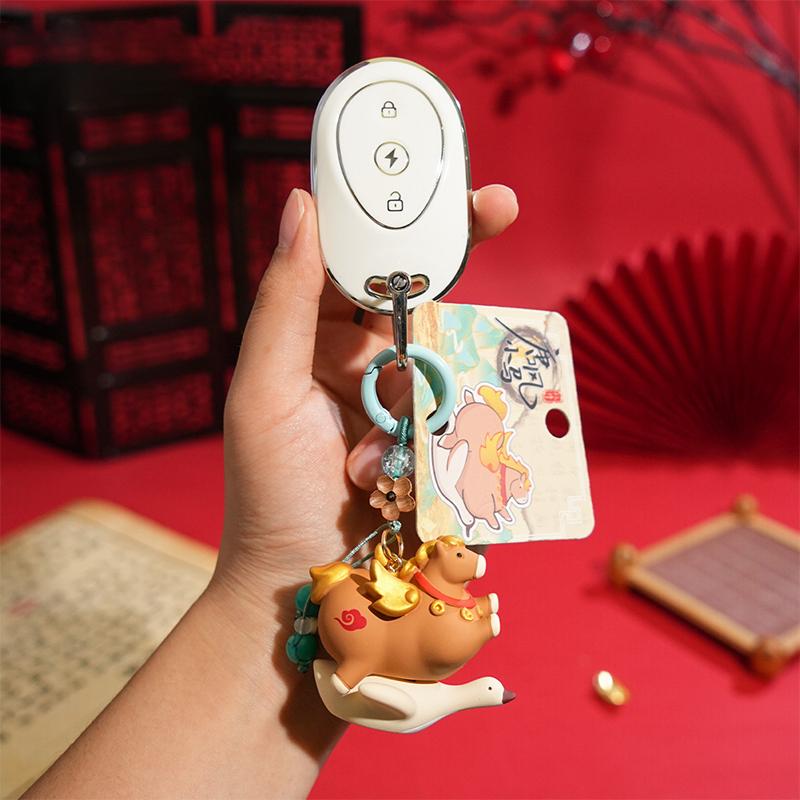 2026 Jahr des Pferdes Maskottchen Schlüsselanhänger Niedlicher Cartoon Nationaler Trend Tierkreiszeichen Pferd Schlüsselanhänger Paar Rucksack Anhänger Neujahrsgeschenk