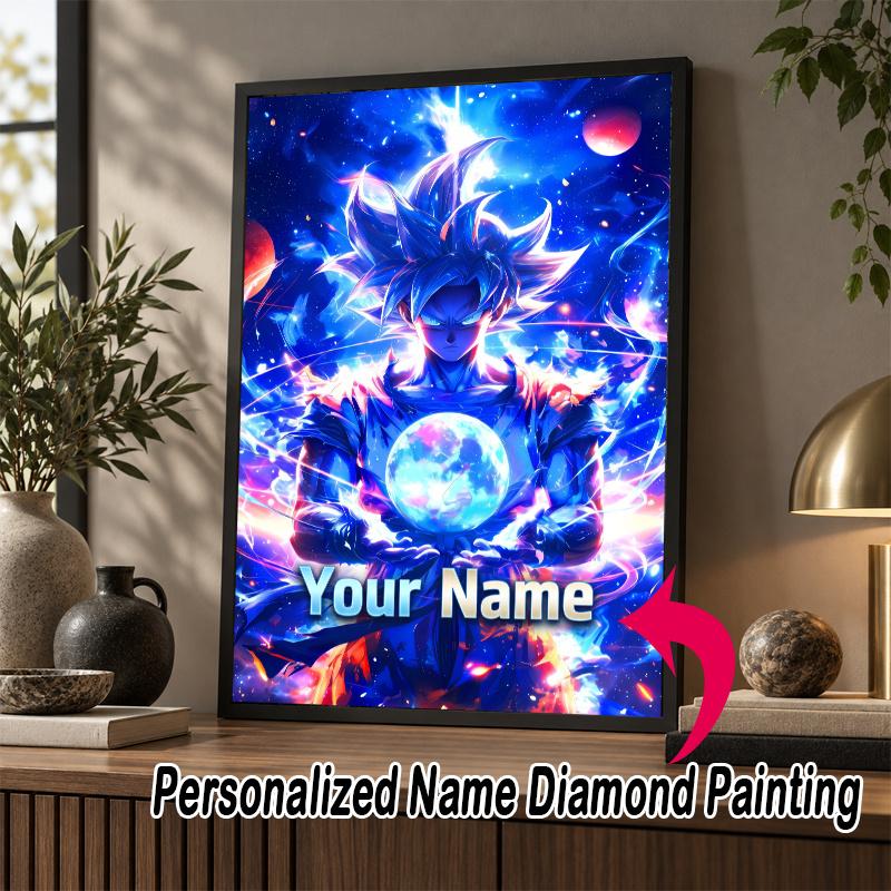 Personalized Dragon Ball Goku Diamond Art Custom Name 5D Diamond Painting Full Drill DIY Craft