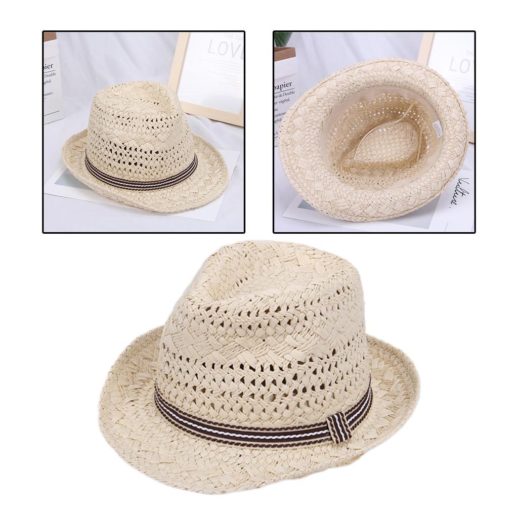 Wide Brim Sun Hat Panama Sunhat Protection Beach Sun Visor Women Ladies Straw Hat for Summer Travel Outdoor Holiday Party