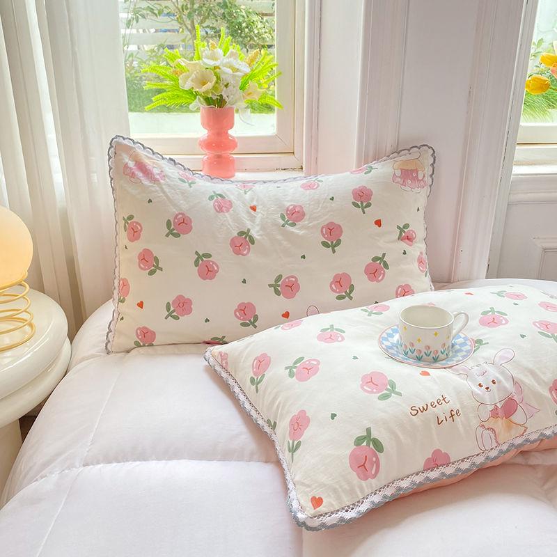 Floral Pillow Case Bathroom Household Washable Removable 48x74cm Pillowcase Breathable Four Season Pillows Cover Skin-friendly