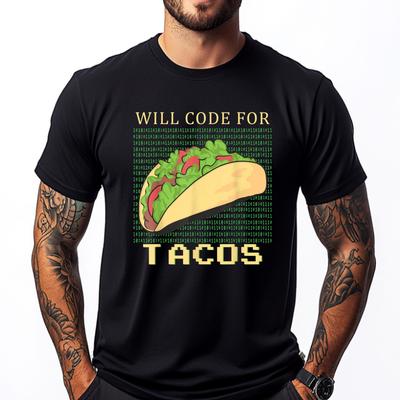 Will Code For Tacos Développeur Logiciel Codeur T-shirt Noir Vêtements Homme