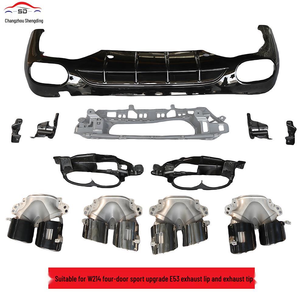 Compatible with 2024+ Mercedes-Benz E-Class W214: E53 Rear Diffuser & Exhaust Tips for Four-Door Sports Upgrade.
