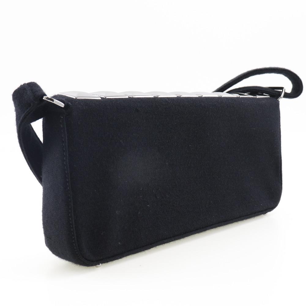 Chanel Geantă de umăr tip bară de ciocolată Negru gheață/Argintiu bumbac Femei Folosit