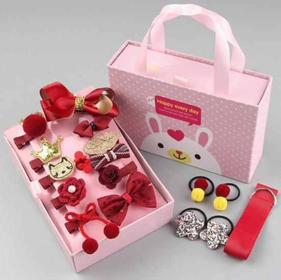 18-teilige Geschenkbox: Haarspangen & Haargummis Set für Kinder - Mädchen-Haarnadeln & Baby-Haarschmuck
