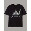 European Sizes Shark Print Trendy Graffiti Letter Print Short Sleeve Summer Regular T-Shirt For Men Crew Neck Tee Top