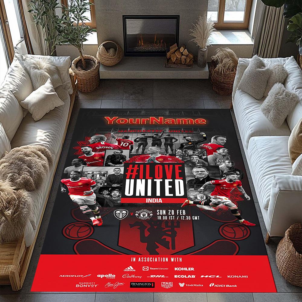 Manchester Personalized Text Carpet Design for Bedrooms Outdoor Game Room Kitchen Antislip Carpet Decorate Offices Best for Christmas