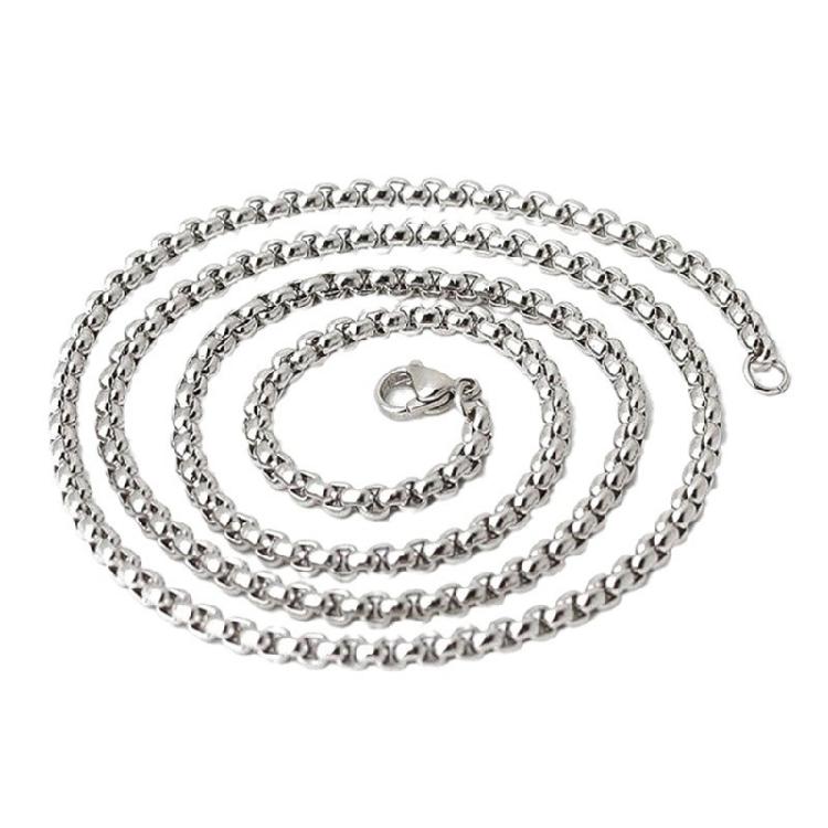 Trendy Unisex Hip Hop Necklace Titanium Steel Square Pearls Design Stainless Steel Chain Jewelry Modern Masculine