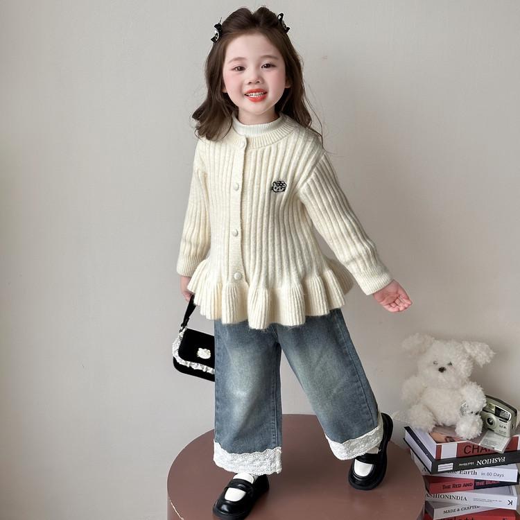 2025 New Korean Style Cartoon Knit Cardigan for Girls - Fashionable Spring & Autumn Outerwear