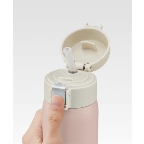 Skater Straw Mug, Dusky Pink, 350ml, Insulated Stainless Steel Water Bottle, One-Touch Open, STOT3ST-A