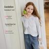 Xiangying Girls' Floral Embroidered Crew Neck Long-Sleeve Cotton-Blend T-Shirt