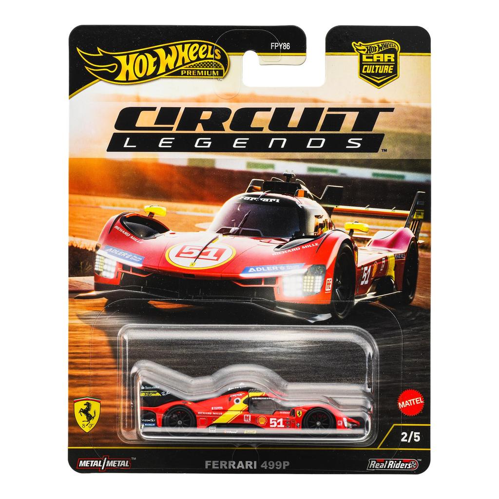 Hot Wheels Car Culture Circuit Legends Ferrari 499P Vehicle Toy Diecast Car for Ages 3 and JBK49 Up, Red,