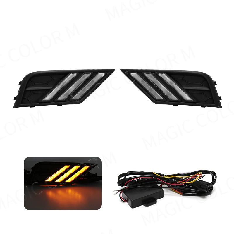 Car LED Daytime Running Light Fog Lamp DRL for VW Volkswagen Tiguan with Turn Signal Dual White Yellow Bumper