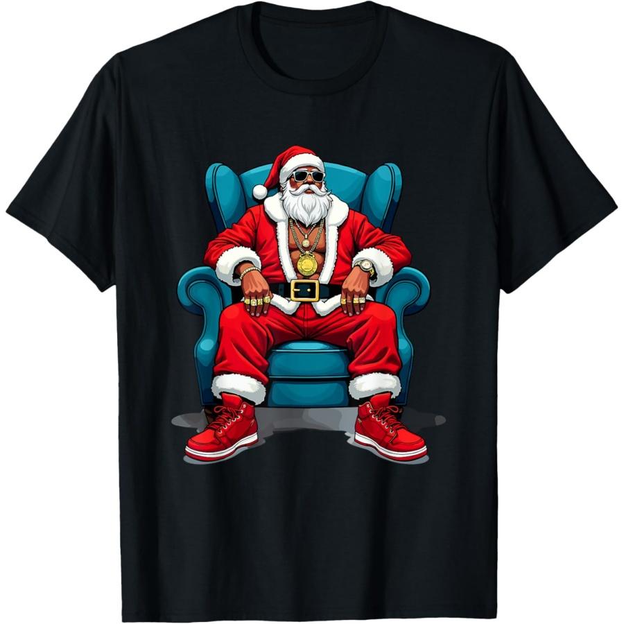 

Хип-хоп Санта-Клаус Рэп Смешная Рождественская Крутая Гангстерская Футболка XXXXXL чёрный