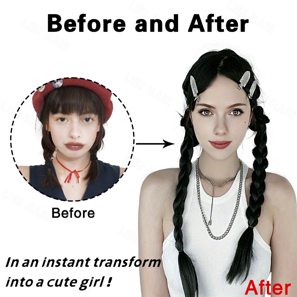 MISS WIG Synthetic With Elastic Band Hair Fiber Extensions Natural Looking  Long Braided Ponytail Hair Accessories For Women Party Daily Use