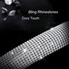 Black Leather Bling Diamond Steering Wheel Cover For Women Universal Fit 14.5In-15In