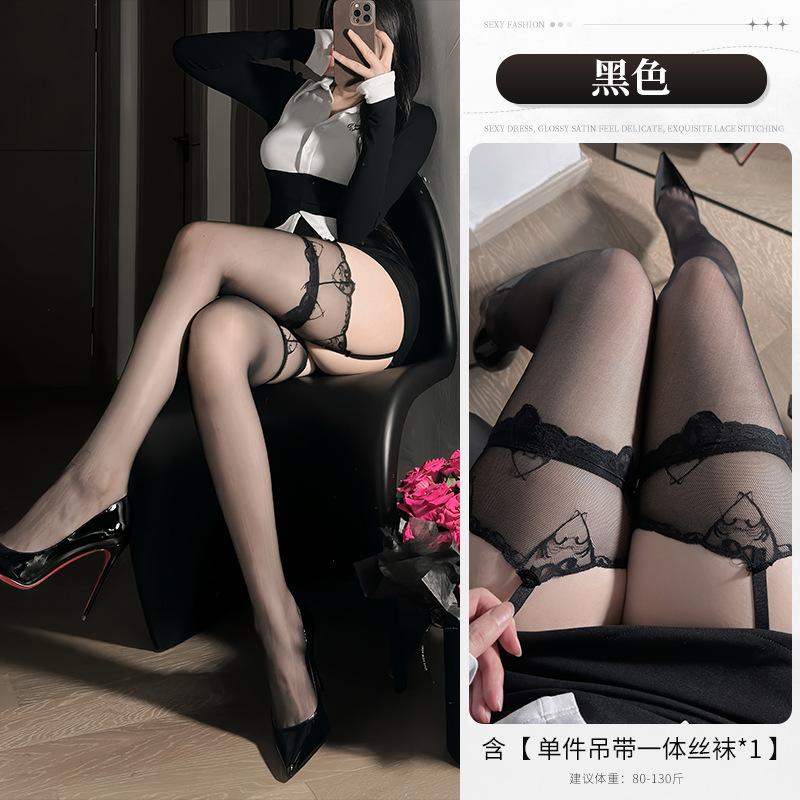 Sexy lace lace pure desire over the knee love bow black silk over the knee passion stockings women